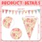 5PCS Retro Bright Floral Paper Garland – Chic Wildflower Triangle Banner for Wedding, Birthday, Tea Party, Festival & Home/Outdoor Decorations